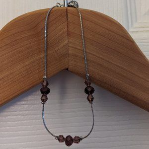 $5!!! Purple Stone Beaded Silver Bracelet